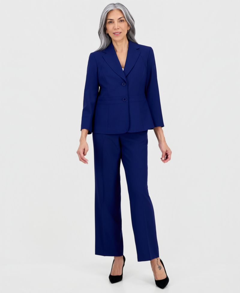 Women's Notch-Lapel Mid-Rise 2 Piece Pantsuit