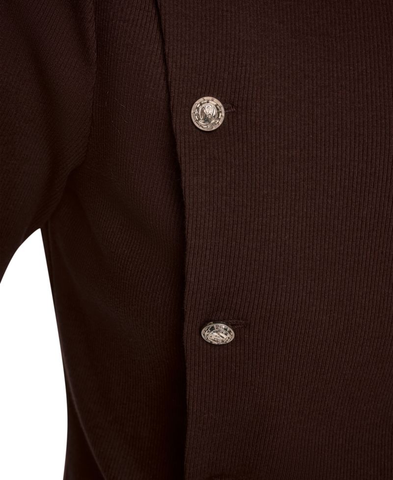 Petite Short-Sleeve Crewneck Ribbed-Knit Cotton-Blend Sweater