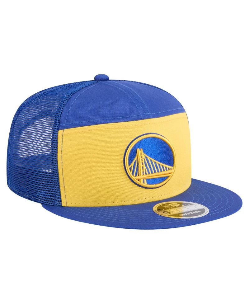 Men's Gold/Royal Golden State Warriors Outdoor Split Panel 9FIFTY Snapback Hat