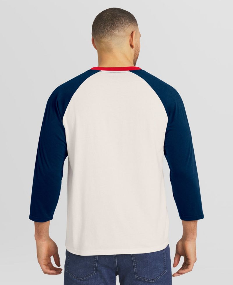 Men's Darius Rucker Collection by White/Navy Kansas City Chiefs Americana 3/4 Sleeve Raglan T-Shirt