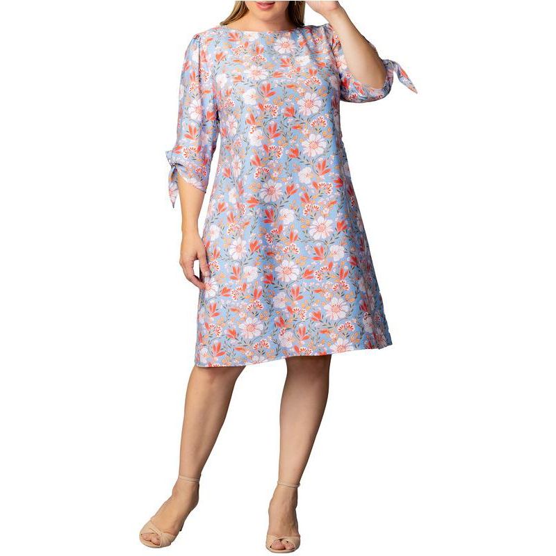 Plus Size Manhattan Shift Dress with Tie Sleeves