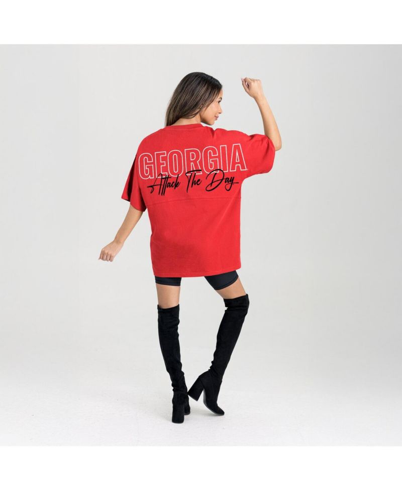 Women's Red Georgia Bulldogs Oversized Back at Ya T-Shirt
