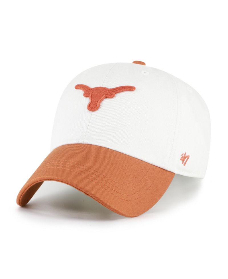 Men's '47 White/Texas Orange Texas Longhorns Contemporary Basics Two Tone Clean Up Adjustable Hat