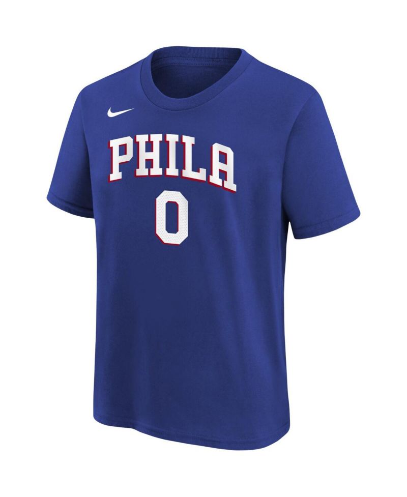 Big Boys and Girls Tyrese Maxey Royal Philadelphia 76ers Icon Name & Number T-Shirt