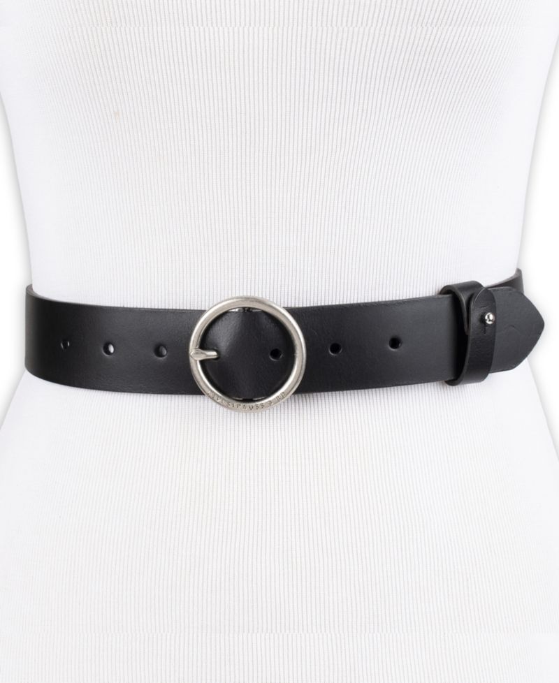 Women's Circular Center Bar Buckle Leather Belt