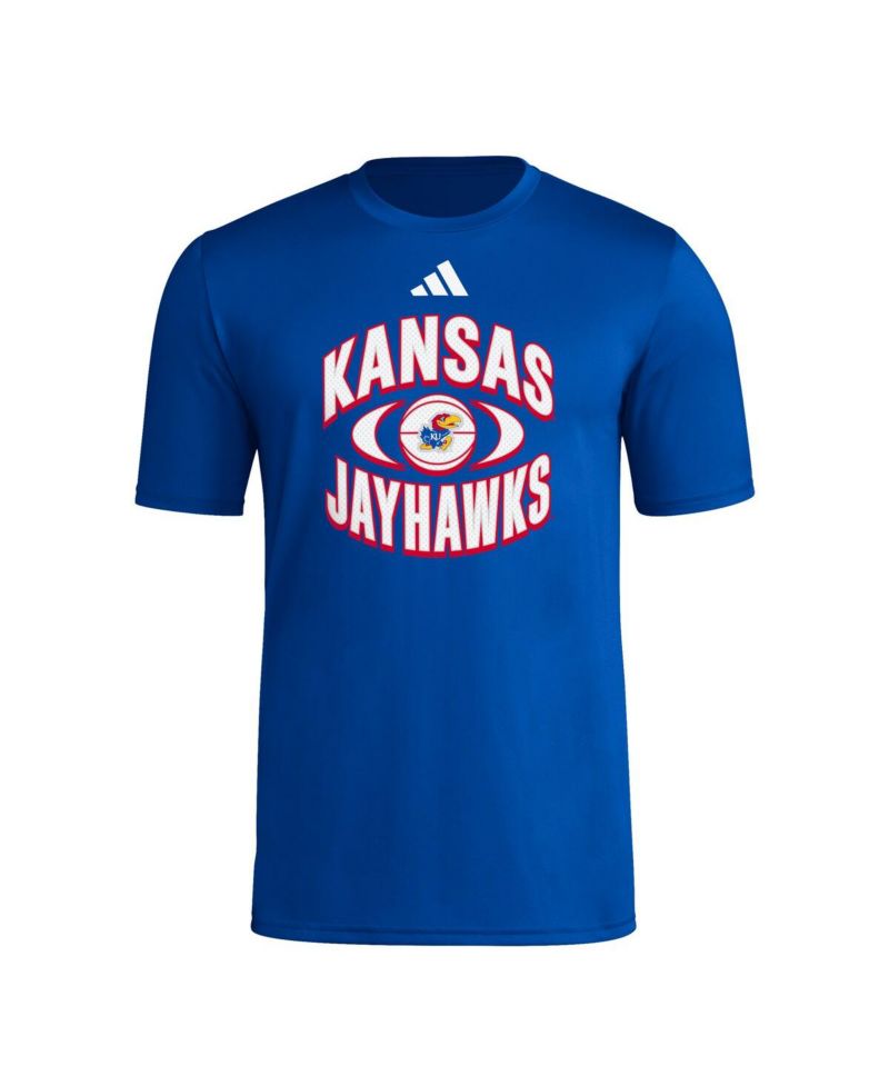Men's Royal Kansas Jayhawks Basketball On Court Orbit Pregame T-Shirt