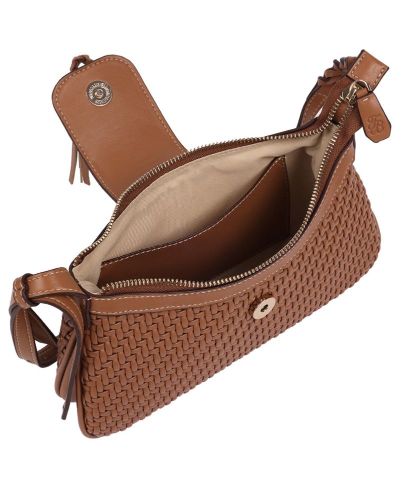 Tassel Tab Woven Shoulder Bag