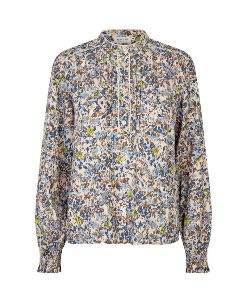 Women's MaDionelle Floral Mandarin Collar Long-Sleeve Blouse