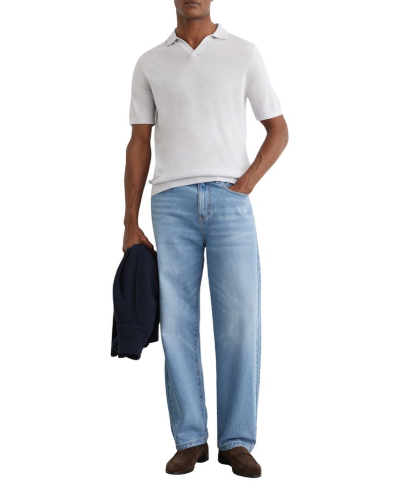 Men's Duchie Merino Wool Open-Collar Polo Shirt
