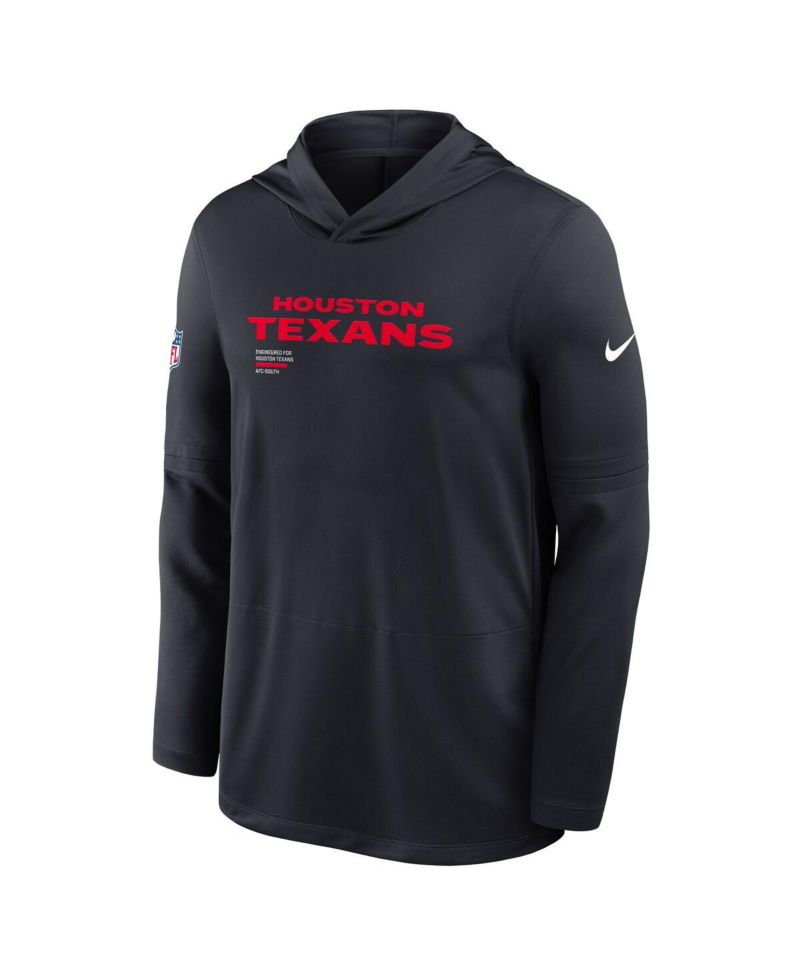 Men's Red Houston Texans Sideline Pure Fury Performance Long Sleeve Hoodie T-Shirt