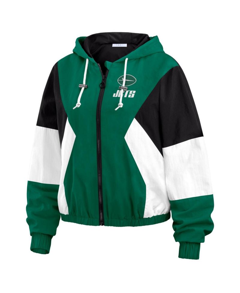 Women's Green New York Jets Color Block Full-Zip Windbreaker Jacket