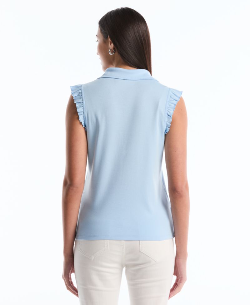 Petite Ruffle Sleeveless Polo Shirt