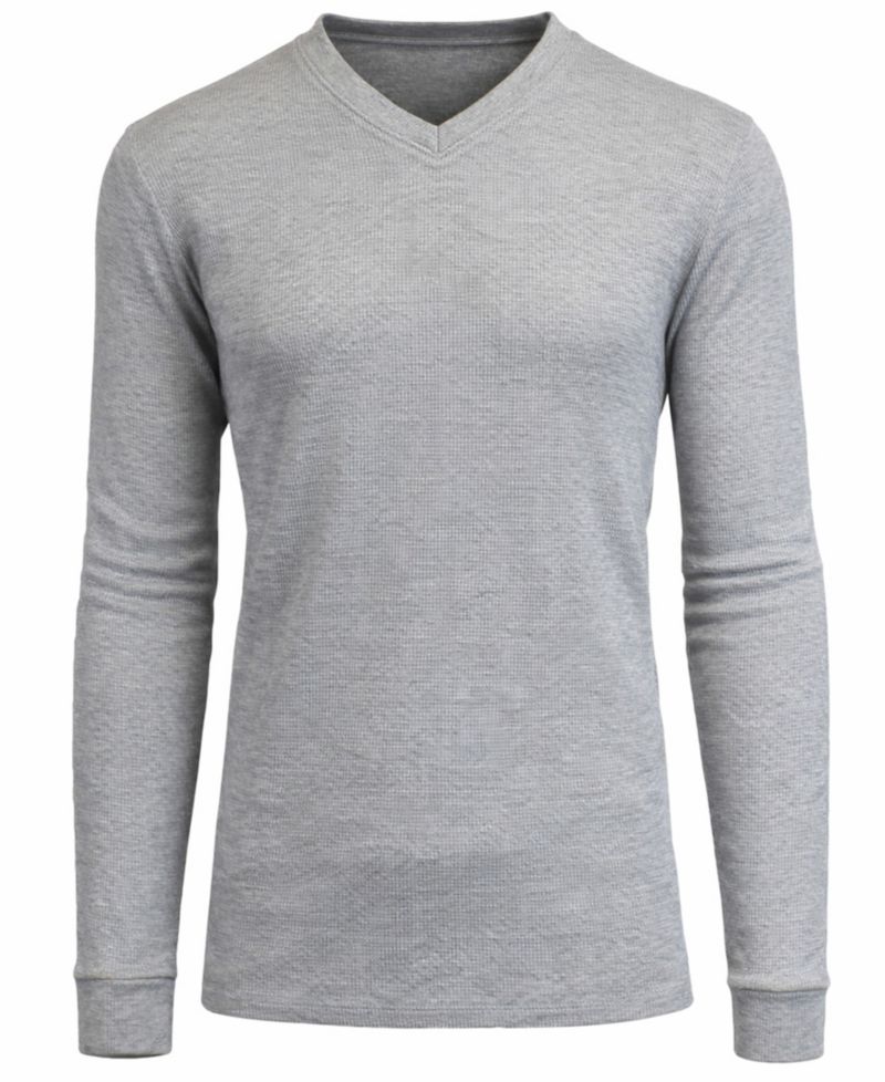 Men's Long-Sleeve Waffle-Knit V-Neck Thermal T-Shirt