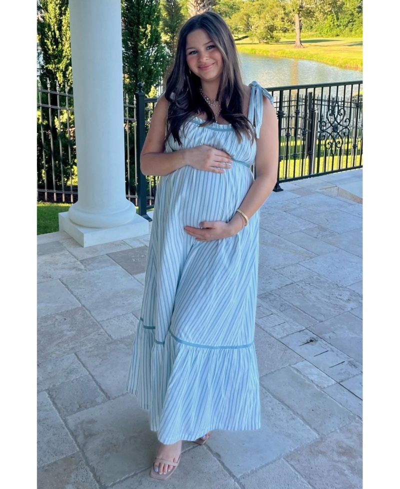 Women's Ivory Striped Bow-Tie Maxi Dress