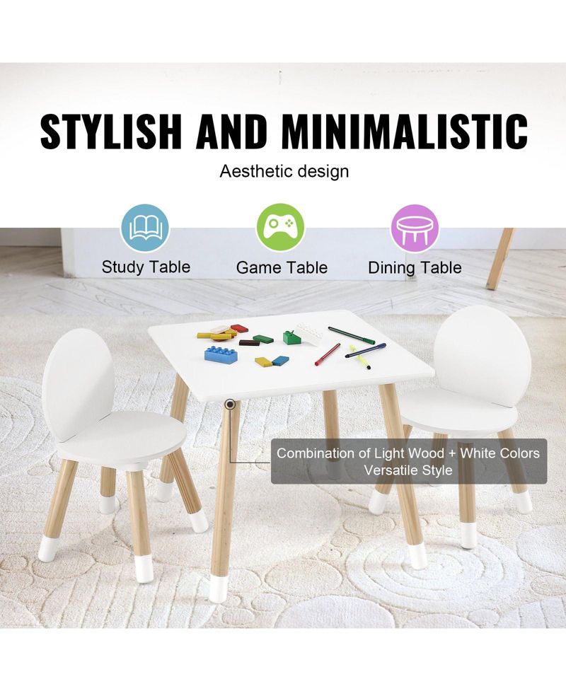 Kids Table and 2 Chairs Set for Art Craft Reading and Learning Activities