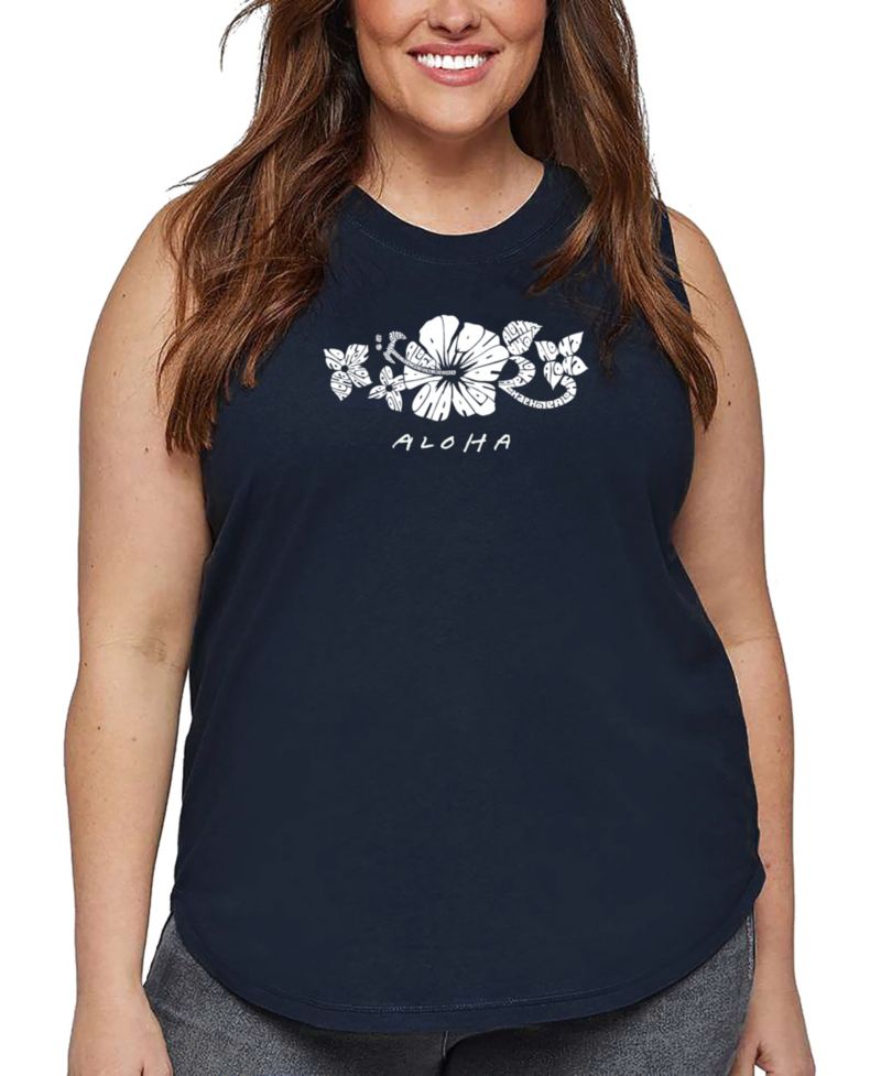 Plus Size Aloha Word Art Tank Top
