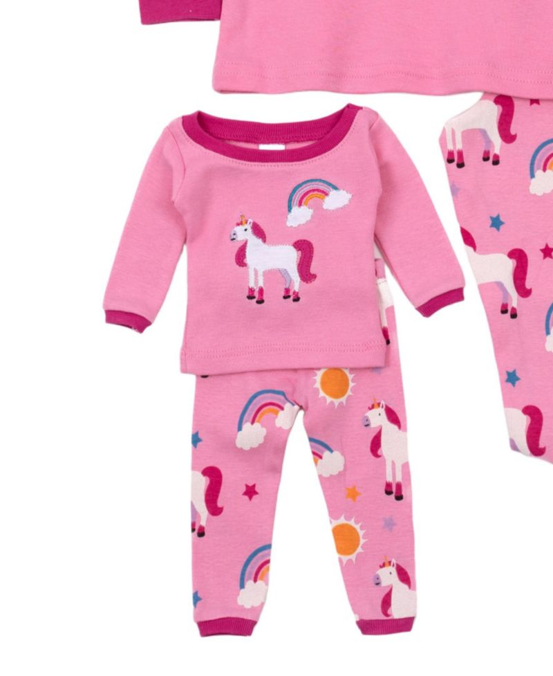 Toddler Girls Matching Doll Snug-Fit Cotton Long Sleeve All-Over Animal Print Pajamas