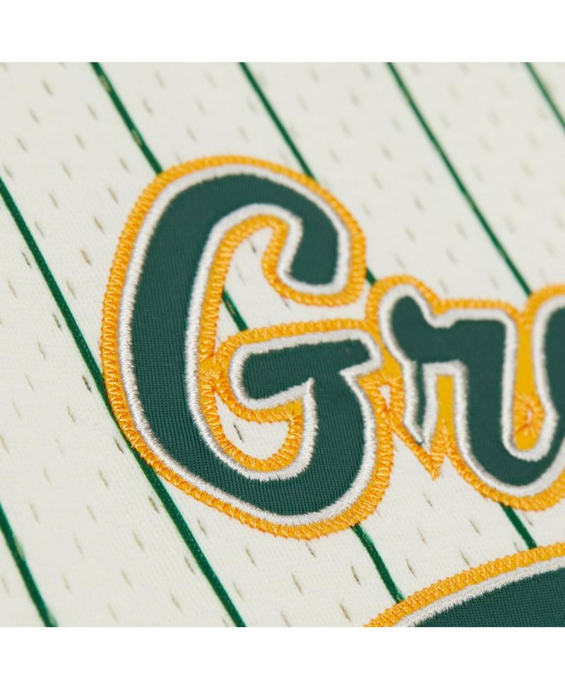 Men's Reggie White Cream Green Bay Packers Name & Number Mesh Button-Up Baseball Jersey