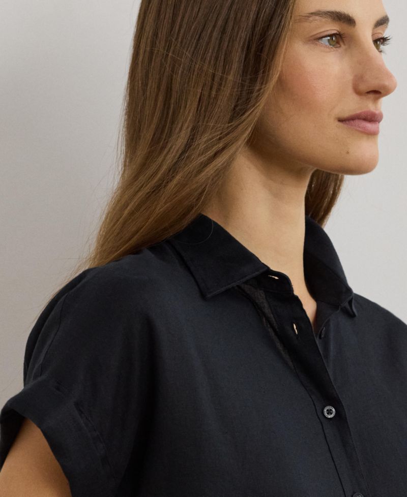 Dolman-Sleeve 100% Linen Shirt