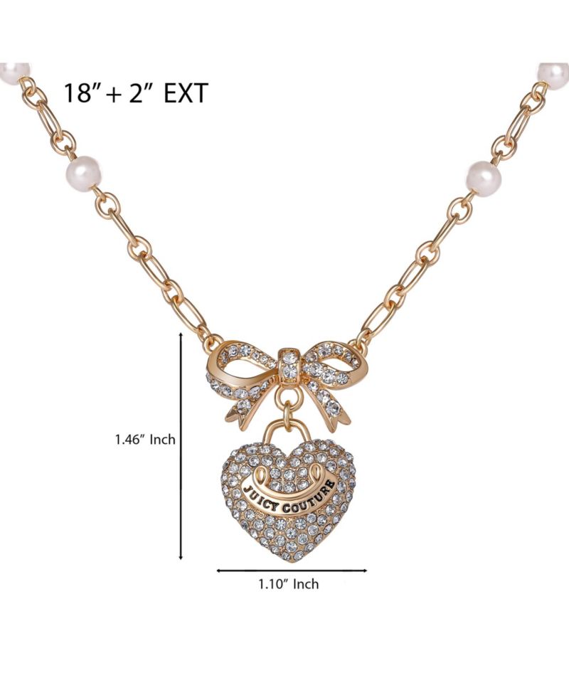 -Tone Pearl Heart Pendant Necklace