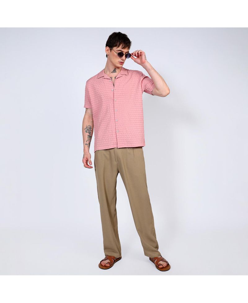 Men's Blush Pink Ruched Shirt