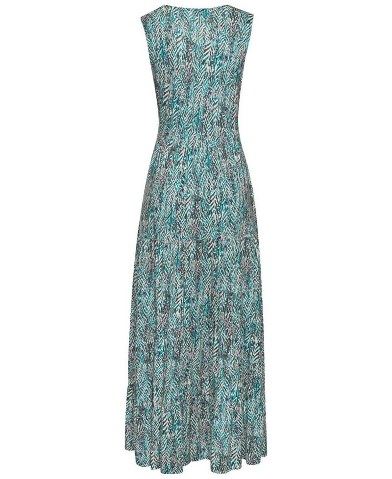 Women's A-Line Printed Notch-Neck Maxi Dress