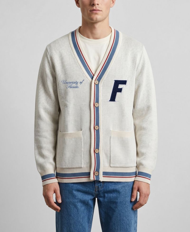 Men's and Women's Natural Florida Gators Americana Striped Full-Button Cardigan