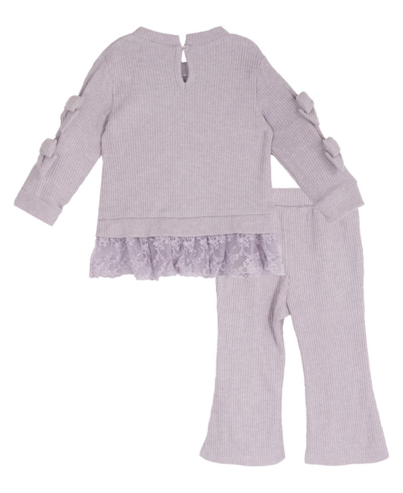Baby Girls' Lurex Rib Knit Long-Sleeve Top and Ruffle Leggings, 2-Piece Set