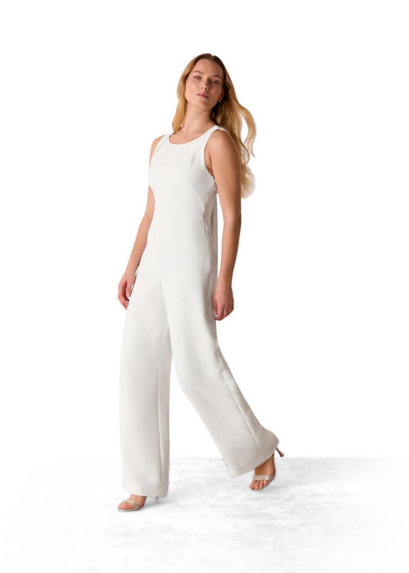 Women's Tie Back Wide Leg Bridal Jumpsuit