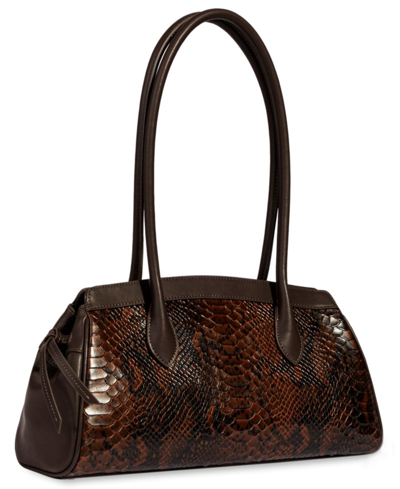 Elaina East West Embossed Snake Shoulder Handbag
