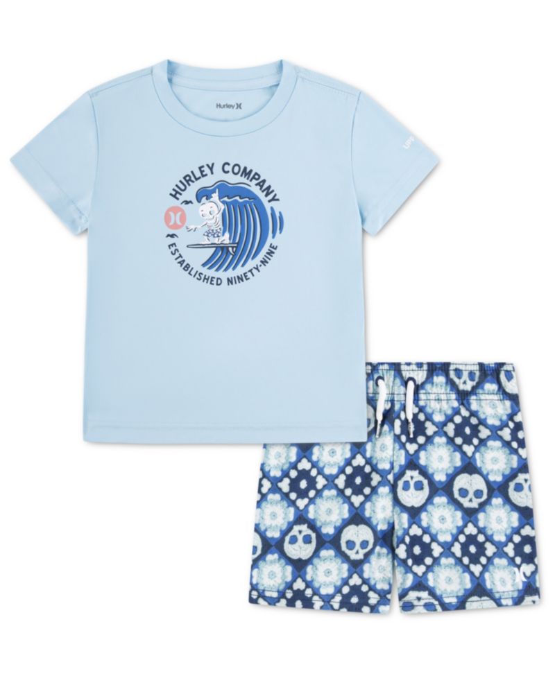 Boys 4-7 Crochet Skull Swim T-Shirt and Shorts, 2-Piece Set
