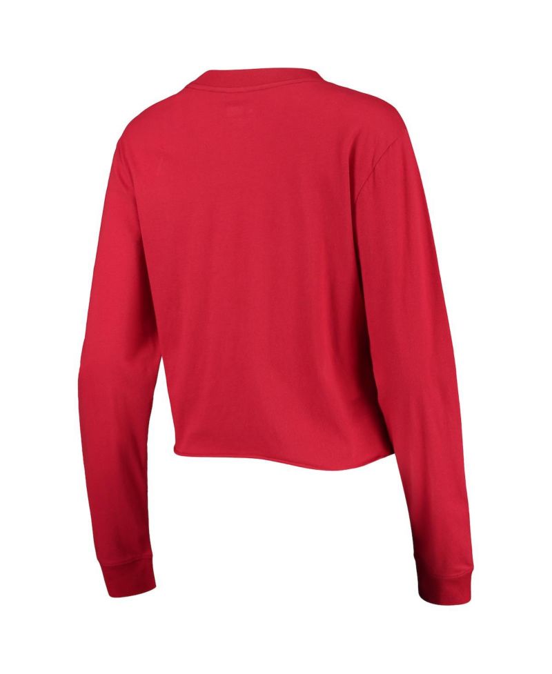 Women's Red Washington Nationals Baby Jersey Cropped Long Sleeve T-shirt
