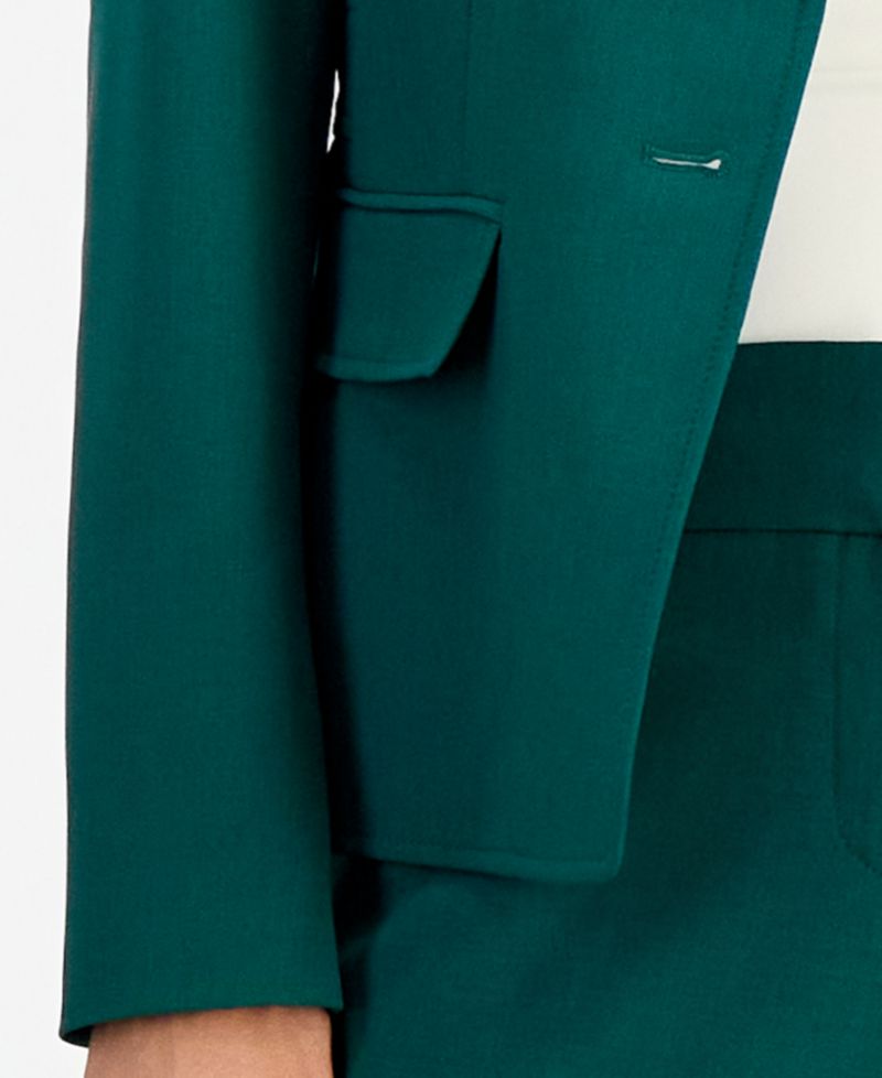 Women's Notch-Collar Stretch Wide-Leg Jacket and Pants, 2-Piece Set