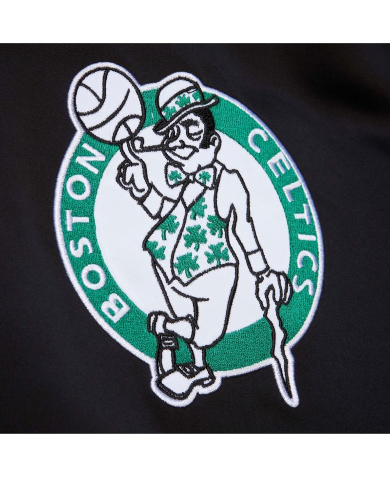 Men's Black Boston Celtics Hardwood Classics Blackout Collection Satin Full-Zip Jacket