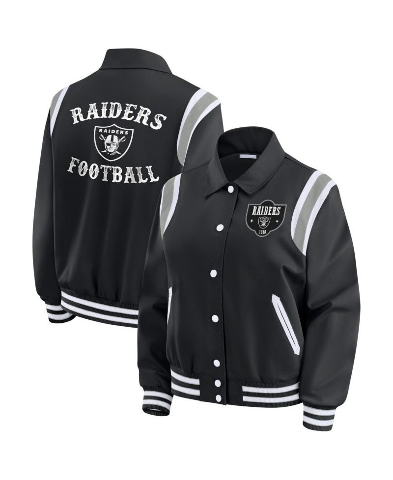Women's Black Las Vegas Raiders Varsity Lightweight Full-Snap Jacket