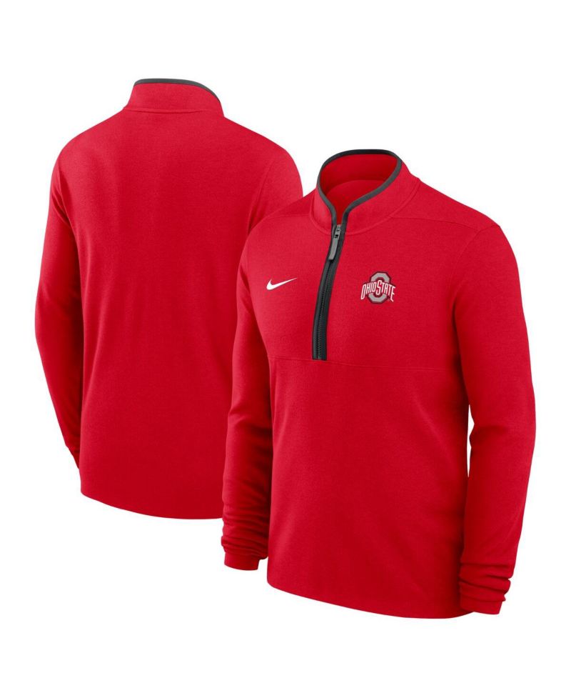 Men's Scarlet Ohio State Buckeyes Courtside Victory Dri-FIT Half-Zip Pullover Sweatshirt
