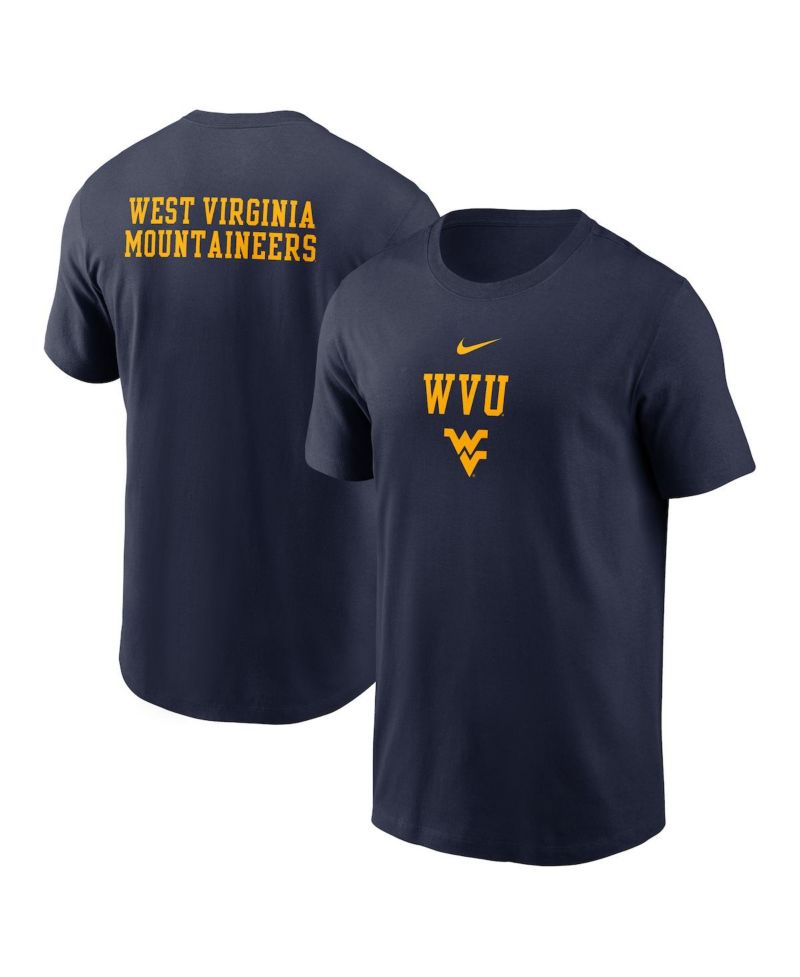 Men's Navy West Virginia Mountaineers 2-Hit Stacked T-Shirt