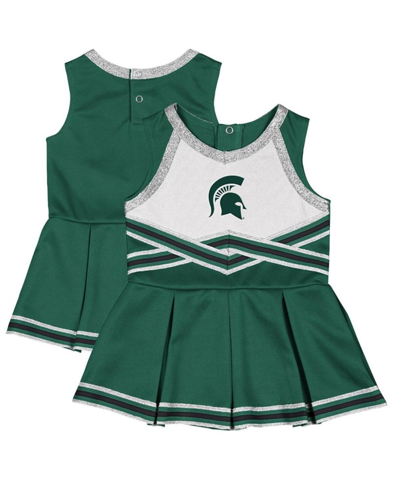 Girls Baby Boys and Girls Green Michigan State Spartans Lollipop Park Cheer Dress