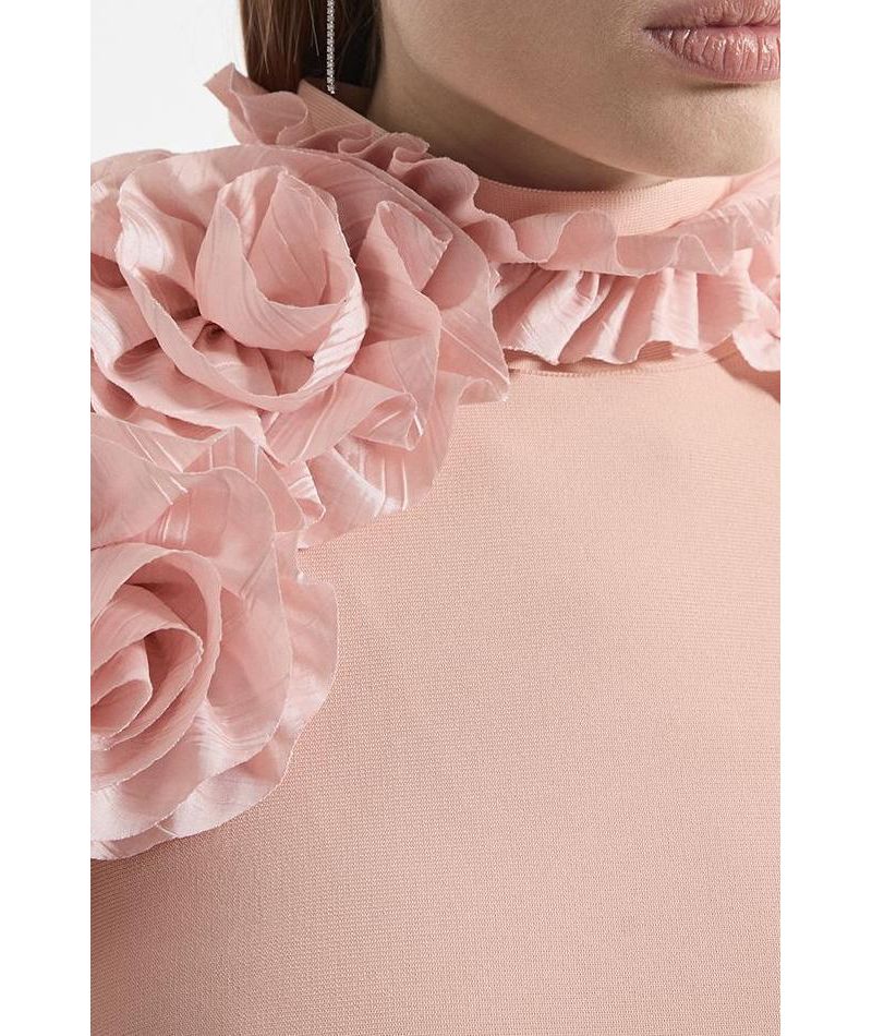Women's Bandage Rosette Midi Detail Dress