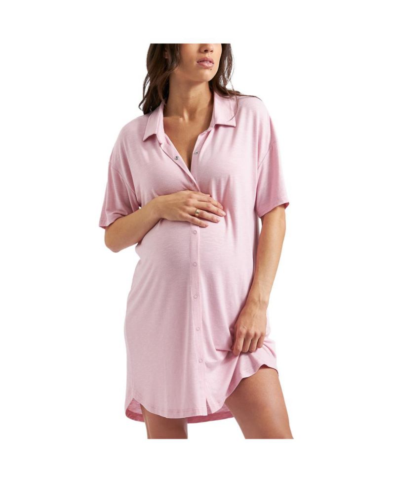 Maternity Dreamy Night Shirt in Dusty Pink - Comfy and Stylish Sleepwear