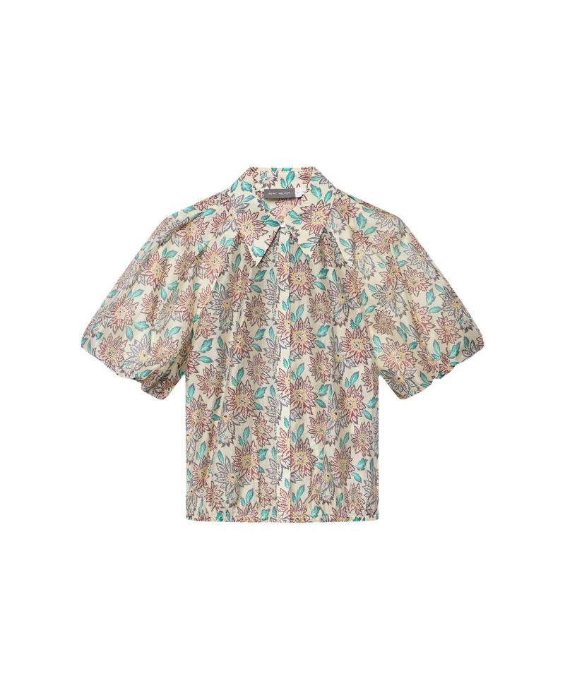 Women's Floral-Print Puff-Sleeve Shirt