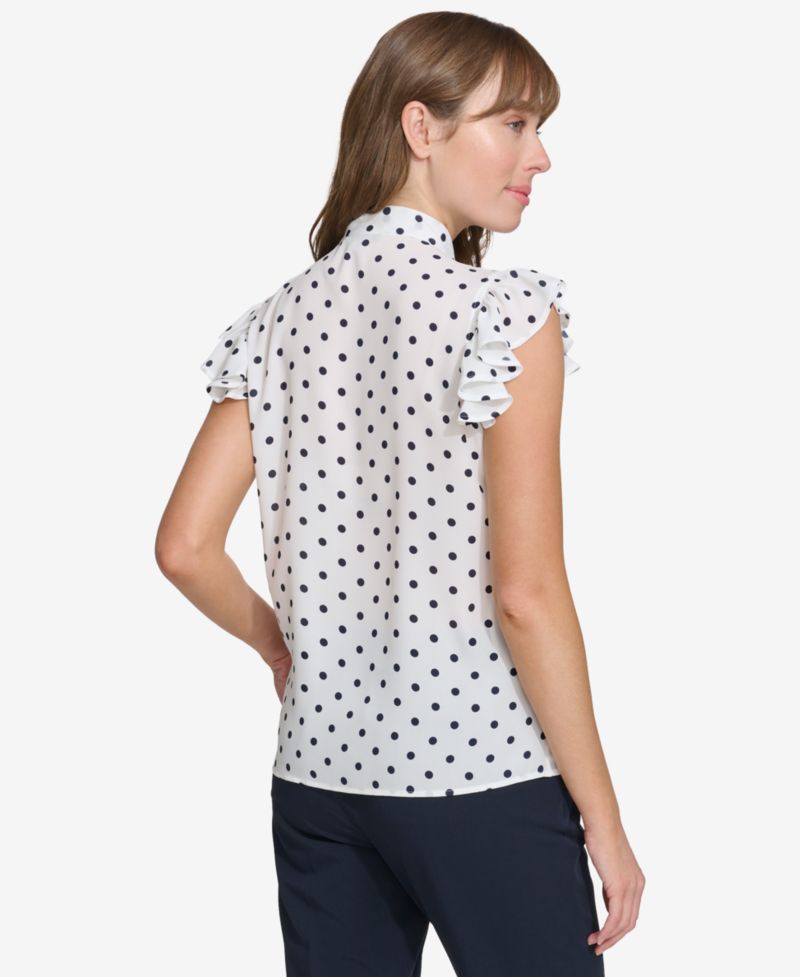 Women's Ruffle-Sleeve Bow Blouse