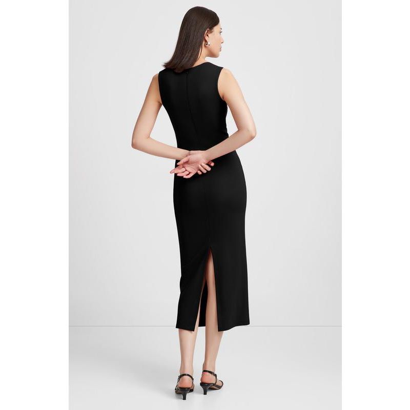 Women's Kristin Sleeveless Sweetheart-Neck Back-Slit Pencil Midi Dress