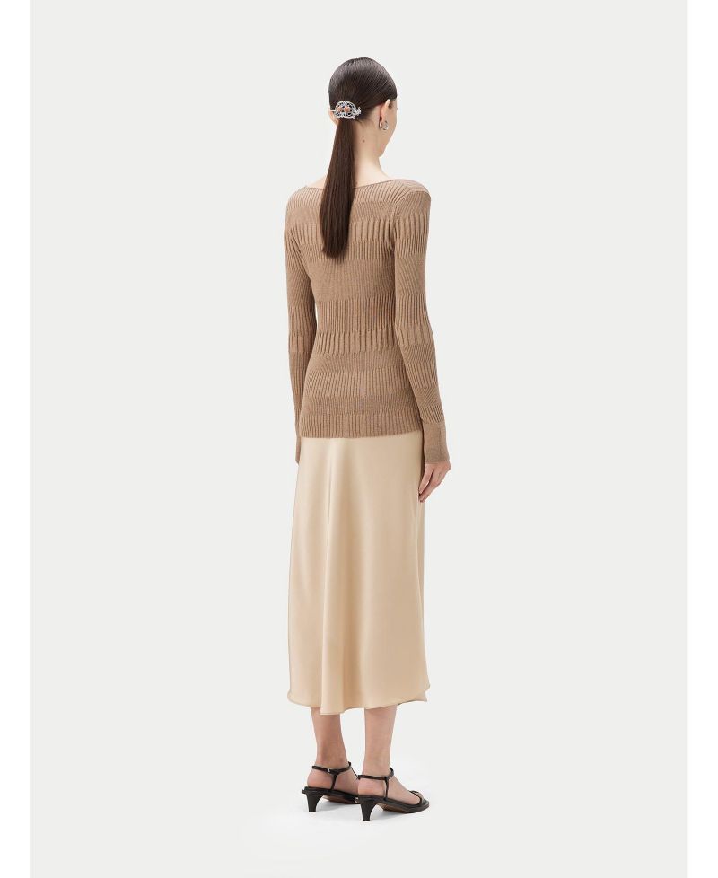Juniors' Ribbed Cotton Silk Cashmere Blend Sweater