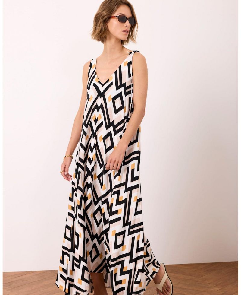 Women's Monaco Geometric V-Neck Maxi Dress