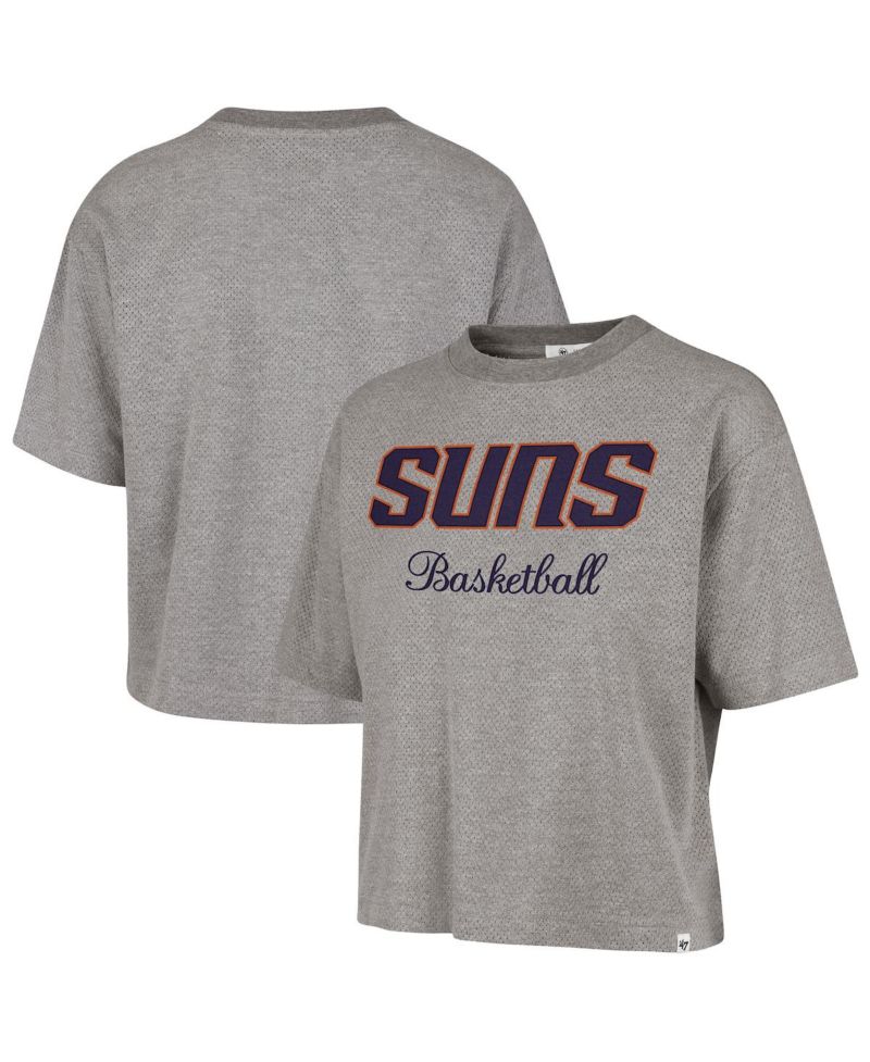Women's Gray Phoenix Suns Pivot Drop Needle Cropped T-Shirt
