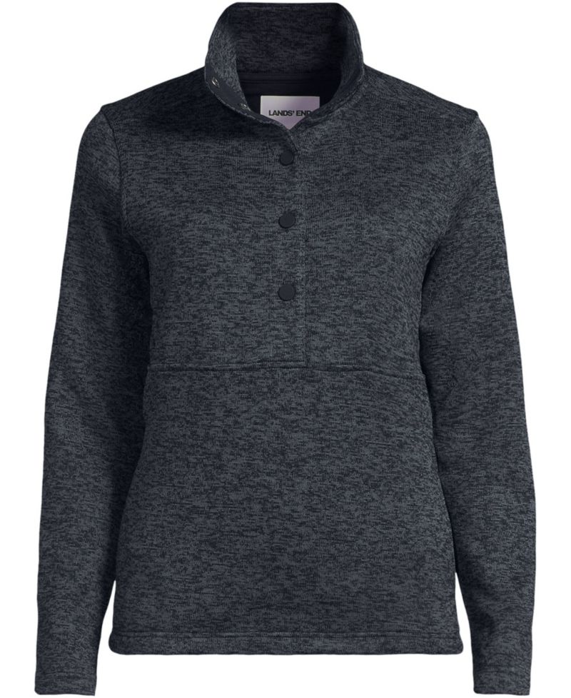 Women's Sweater Fleece Snap Neck Pullover Jacket