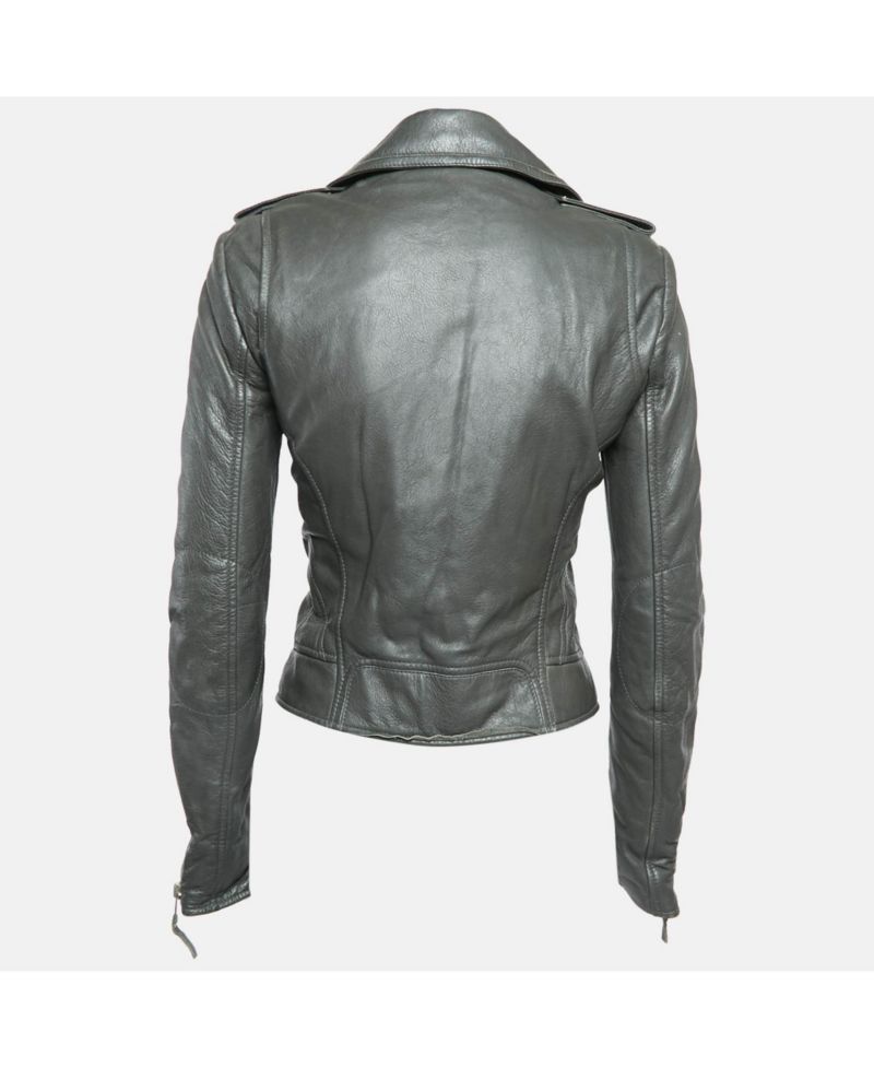 Women's Green Leather Biker Jacket