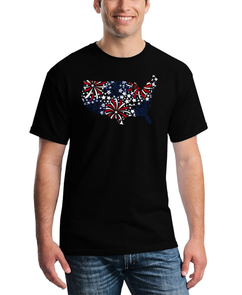 Men's USA Fireworks and Stars Word Art T-Shirt