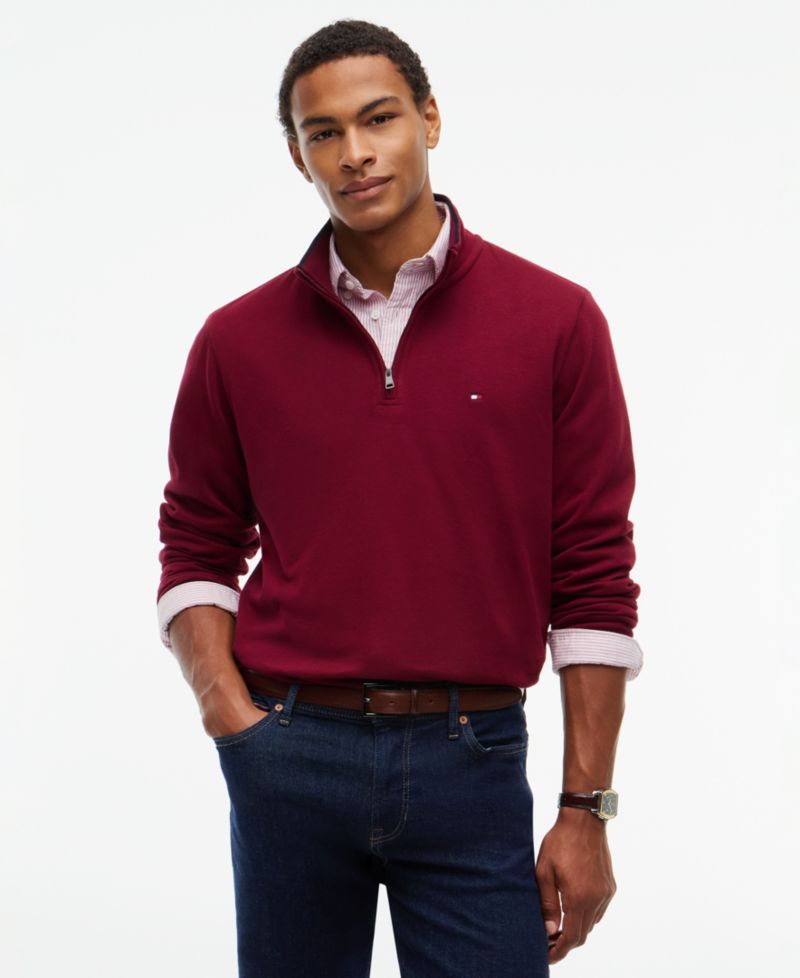Men's French Rib Quarter-Zip Mock Neck Hoodie